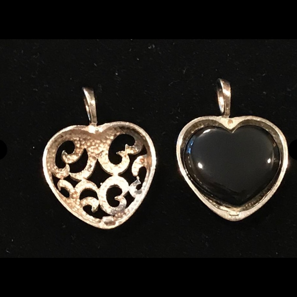 sterling silver puffed heart pendant with 5 interchangeable heart gemstones